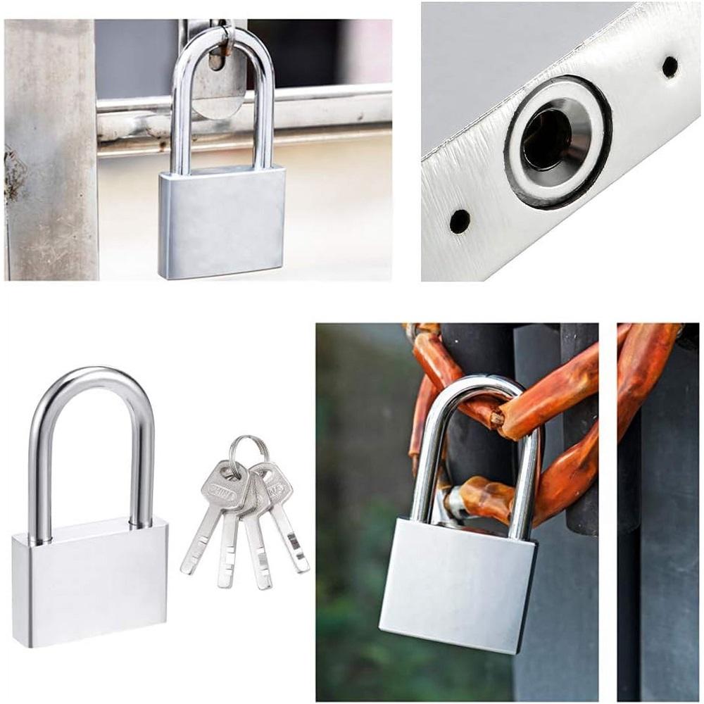 Keyed Alike Padlock - Heavy Duty Alloy Long Shackle Padlock with Keys - Outdoor Padlock