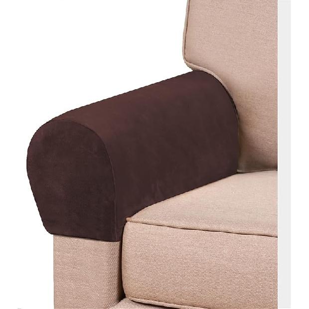 2er-Pack Samt Stretch Armlehnenbezüge - Rutschfeste Sofa Sesselbezüge, Weiche Elastische Armschoner für Wohnzimmer Couch, Bürostuhl, Sessel