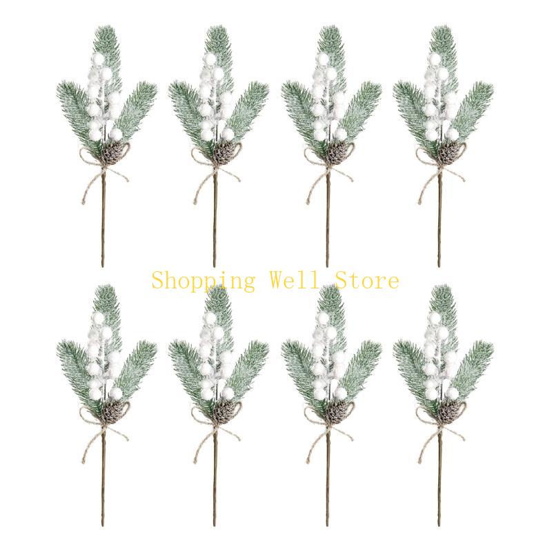 KX4B Festive Mini Christmas Tree in Frosted Berries Natural Pine Cones Ornaments