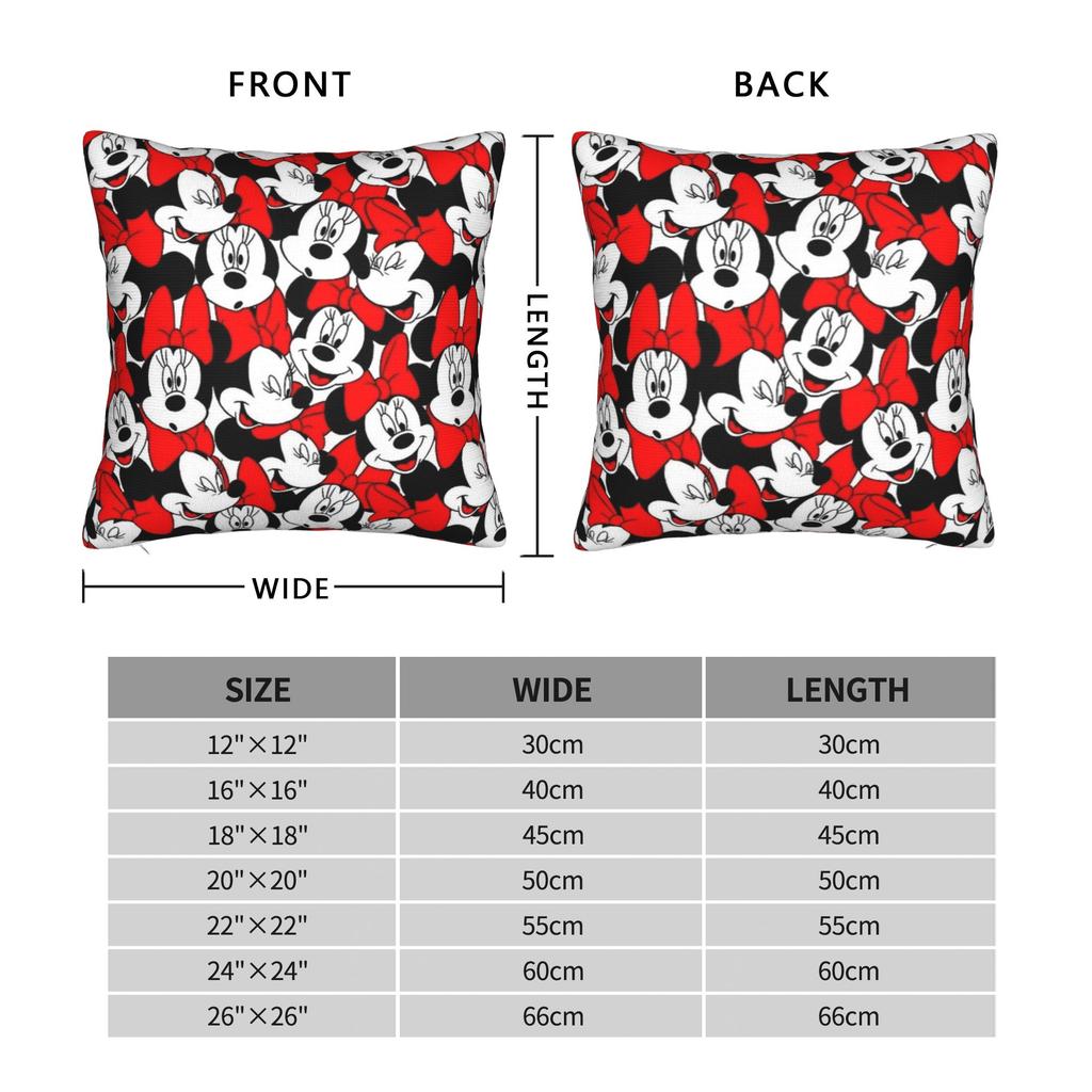 Many Faces of Girl Mouse Square Pillow Case Mickey Minnie Cushion Cover Funny Zipper Decorative Pillowcover for Home 18"x18"
