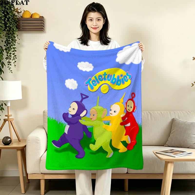 1PC Teletubbies Patterned Flannel Blanket Suitable For All Seasons For Home Decor Warmth And Comfort Gifts Holiday Present