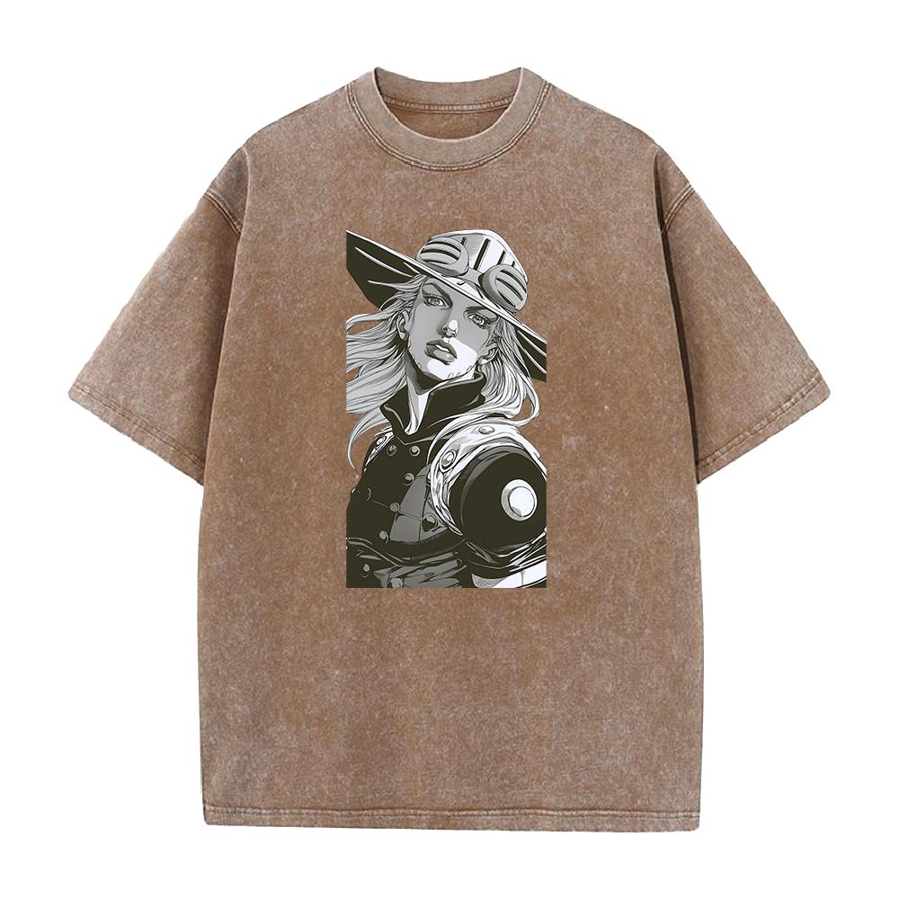 JoJo's Bizarre Adventure Gyro Zeppeli Graphic Tshirt Men Women Clothing Short Sleeve Cotton T-shirts Washed Tee Harajuku T Shirt