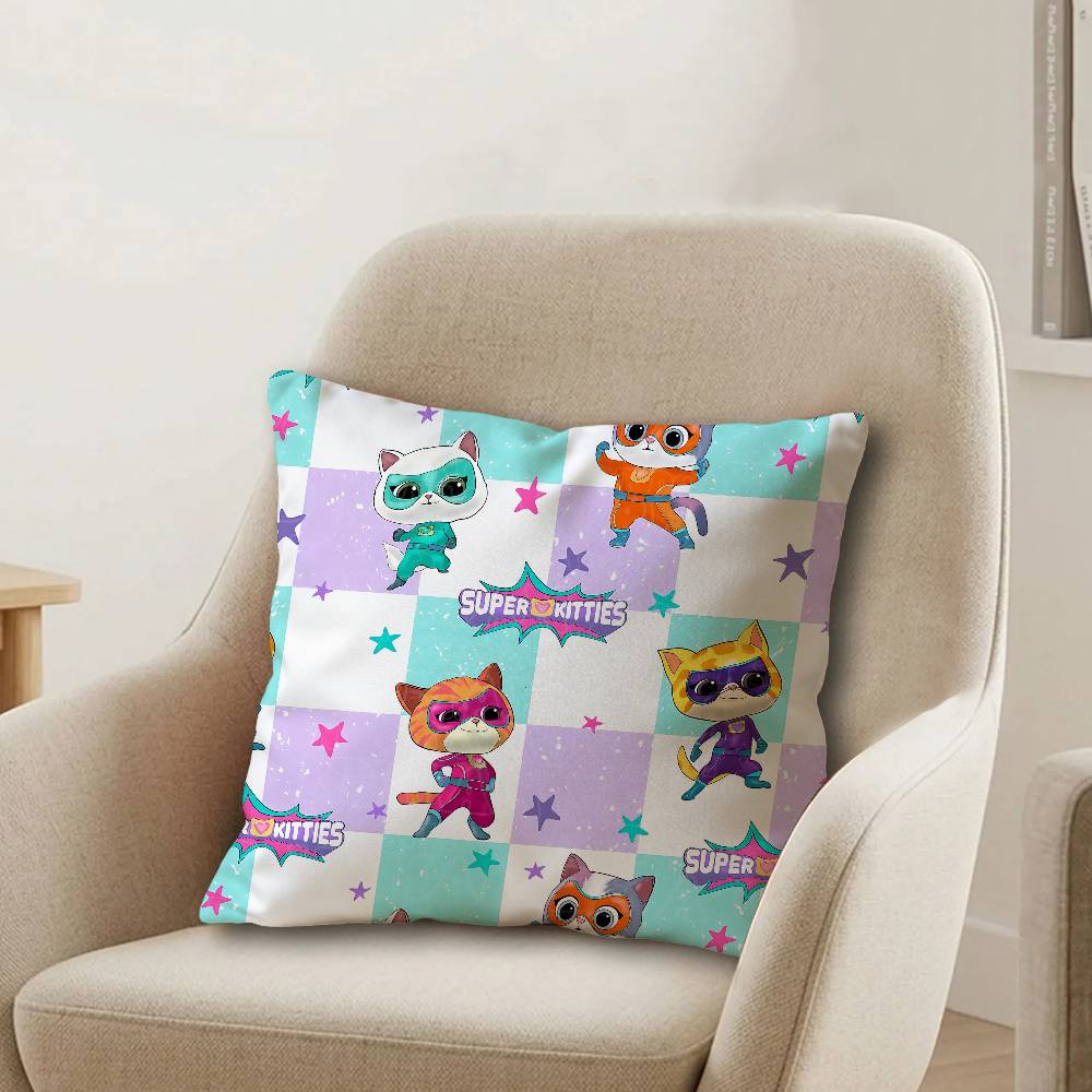 Junior Super Kitties Personalized Pillow Dust Cover Bedroom Kids Party Decoration Pillowcase Birthday Children Gift