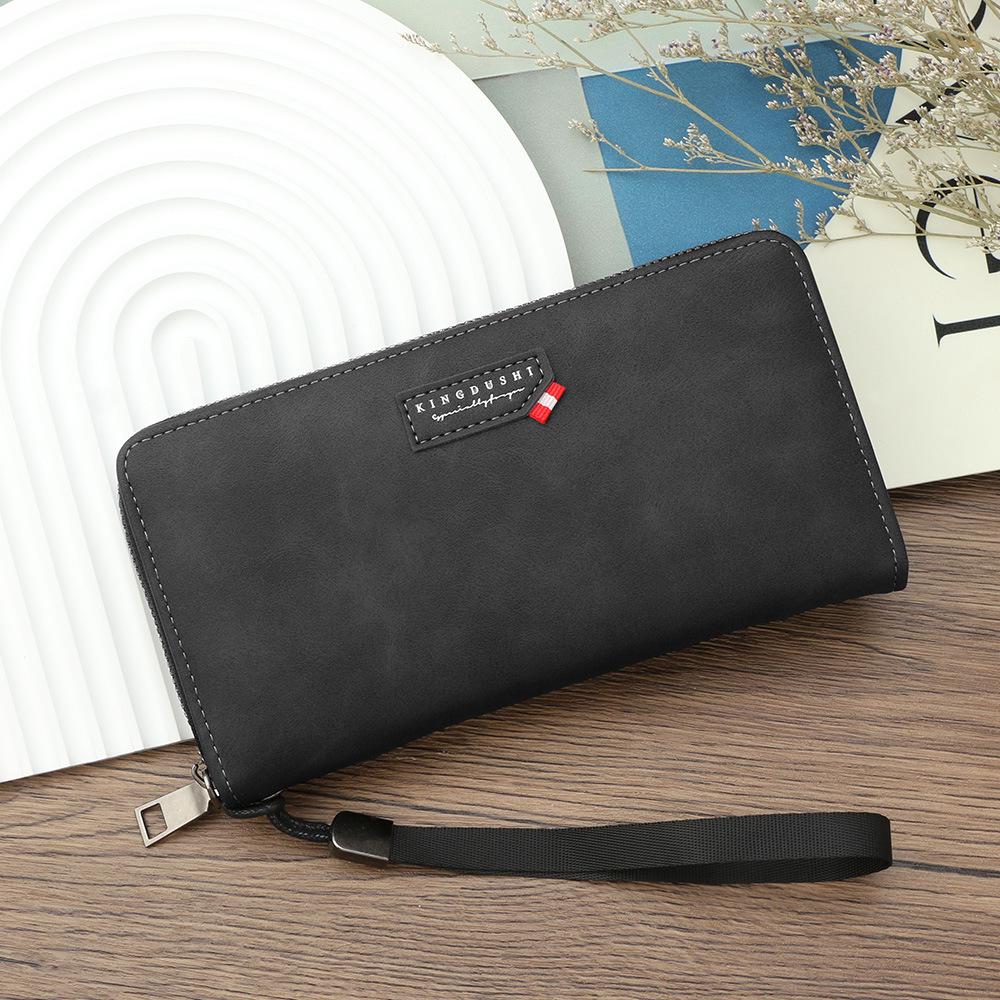 Cross-border Men s Patchwork Zipper Wallet: Fashionable, Simple, Large Capacity for Phone and Coins чёрный