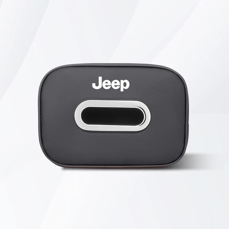 For Jeep Renegade Grand Cherokee Patriot Genuine Leather Hanging Car Tissue Box Seat Back Storage Holder Auto Accessories