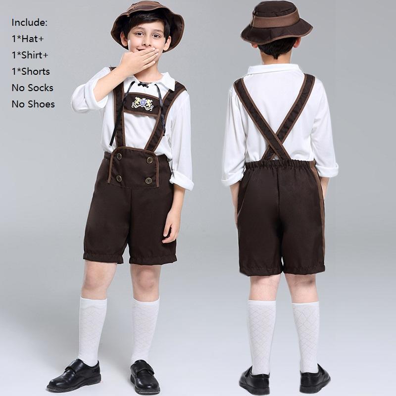 Elegant Children's German Oktoberfest Stage Costume With Hat For Halloween Cosplay