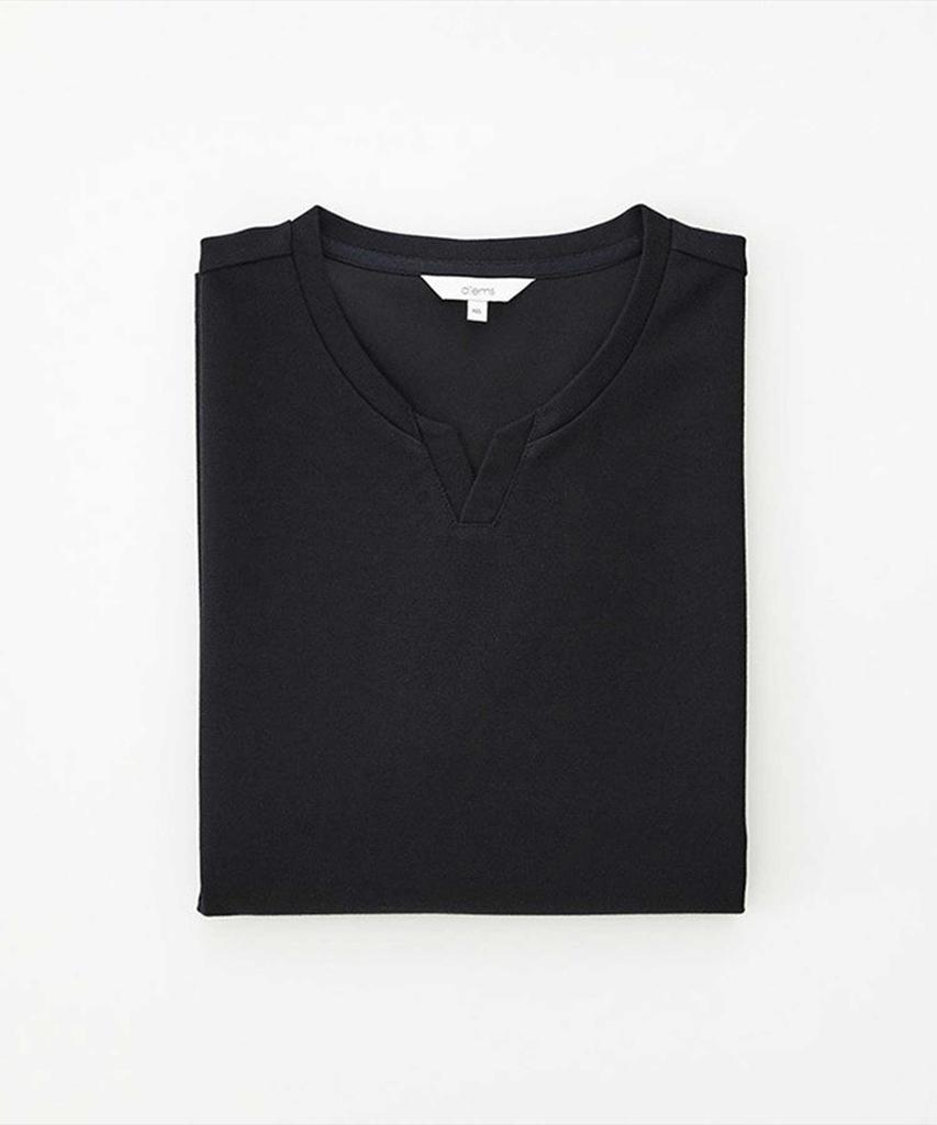 STCO Diems Ripple Knit Slit Neck T-Shirt_Navy (Classic Fit)_Dtsuz42Csn