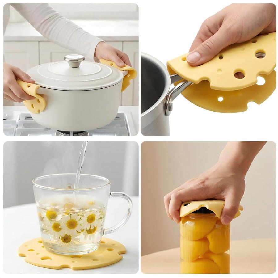 1/2pcs Heat-resistant Mat Cheese Shape Non-Slip Table Mat Anti-scald Cup and Bowl Mat Oil-resistant for Sideboard Kitchen Bar