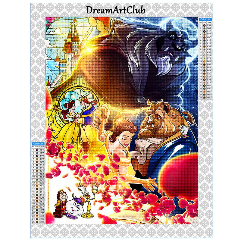 Diamond Mosaic Beauty and The Beast Painting Picture Rhinestones AB Drill Princess Embroidery Cross Stitch Wall Decor