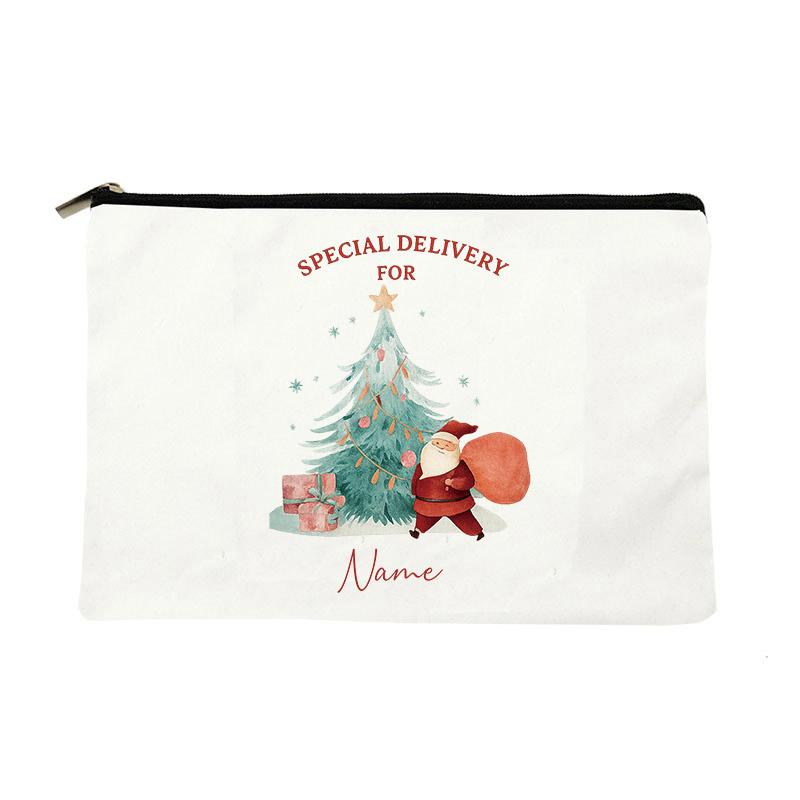 Personalized Christmas Cosmetic Bag and Wash Bag Custom Christmas Santa Christmas Style Decoration Gift for Girl Friend or Mom