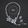 Beautiful Luxury 2 Pcs Cubic Zircon  Flower Necklace Earrings Set Women Wedding Party Jewelry Set CN11573