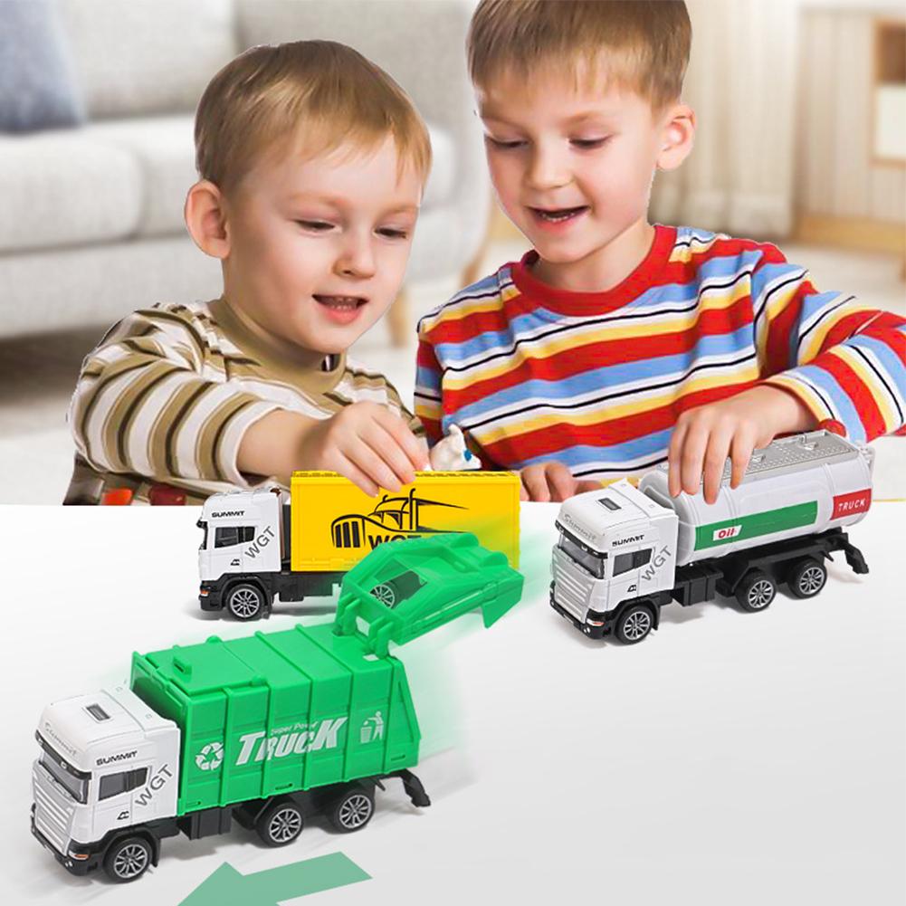 3pcs 1:64 Children Alloy Car Fire Fighting Engineering Vehicle Pull Back Car Model Toys For Boys Birthday Gifts
