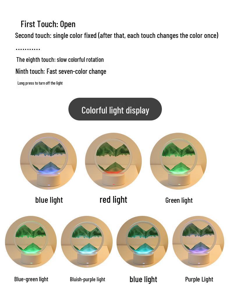 3D Flowing Sand Night Light - Artistic Desktop Decoration Lamp for Bedroom Ambiance