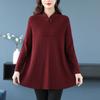 Women's Mid-length Sweater Spring and Autumn V-neck Loose Plus-size Sweater