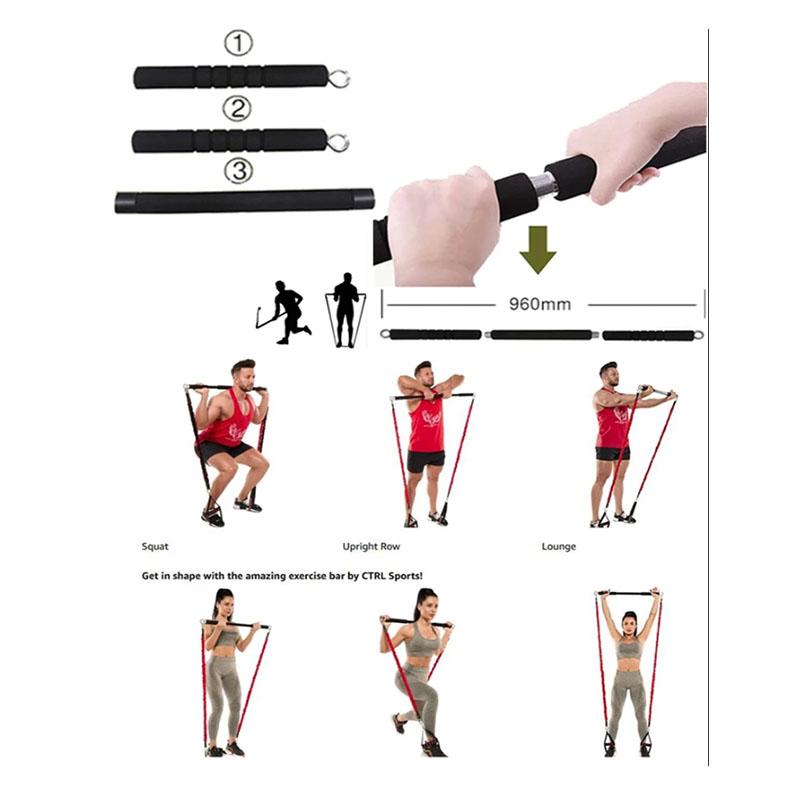 360 Lb Bodybuilding Stretch Bands Removable Fitness Bar Pilates Bar Kit with Resistance Bands Kit Home Gym Workout Equipment