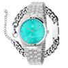 Pogseubagenwachi Minzfarben Einfache Runde Weiße Index-Uhr Titanarmband Set