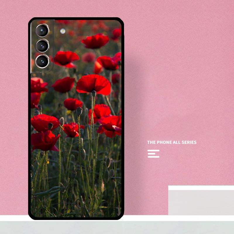 Poppy Flower Bloom Phone Case For Samsung Galaxy S25 S26 Ultra S20 S21 S22 S23 S24 S10 Plus S25 FE Cover Coque