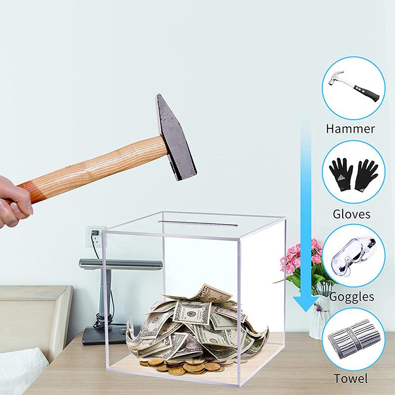 Transparent Acrylic Thickened Square Piggy bank Large capacity Suitable For Banknotes, Coins And Money-Saving Box Decorative box