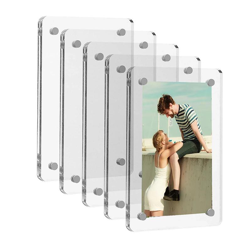 5pcs Acrylic Magnetic Fridge Frame Double Sided Mini Instax Photo Frame Refrigerator Magnet Photo Display Board Home Decoration
