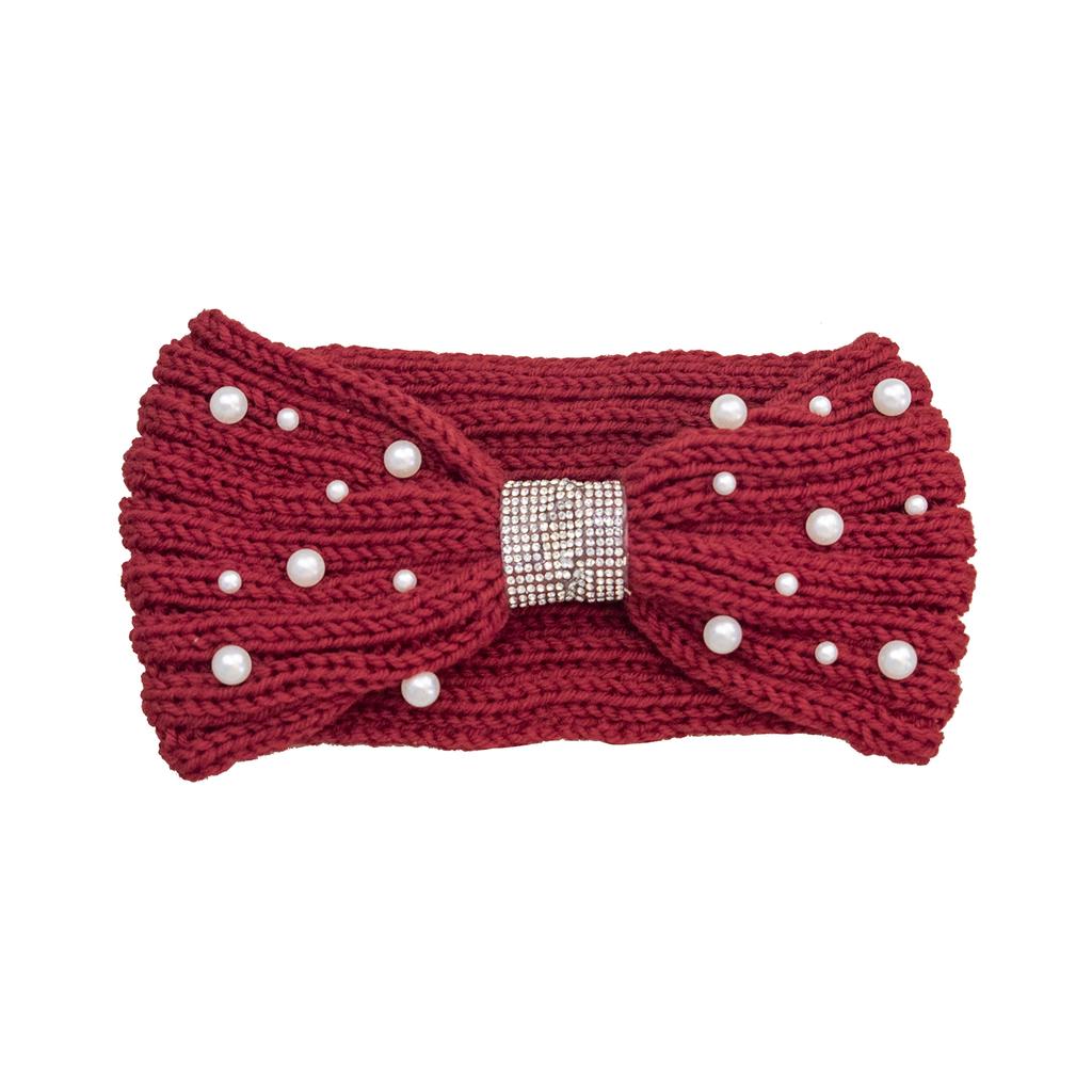 1PC Winter Pearl Headband for Women Wool Knitted Headbands New Cotton Headwear Elastic Hair Band Hair Accessories