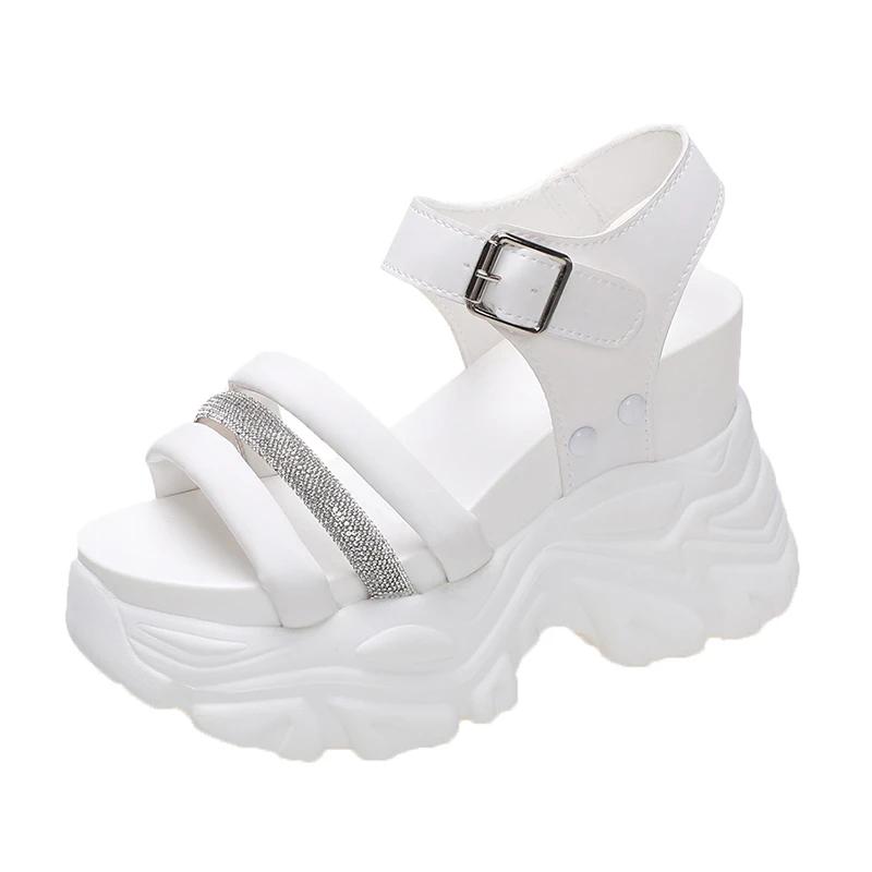 Mote Nye Chunky Platform Sandaler Dame Høye Hæler Sexy Åpne Sandaler Kile Bling Sneakers 10CM Dame Strand Sommersandaler