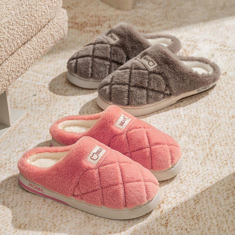 Fleece Paar Baumwollpantoffeln rutschfest dicksohlig Zuhause warm Baumwollschuhe für Männer und Frauen Großhandel im gleichen Stil