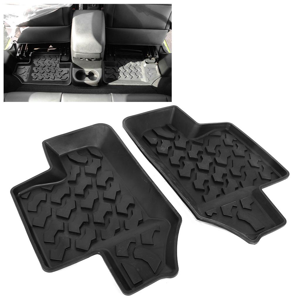 Pair Rear Floor Mat Non Slip Rubber Door Foot Pad Fits for Jeep Wrangler JK 2 Doors 2007 2017