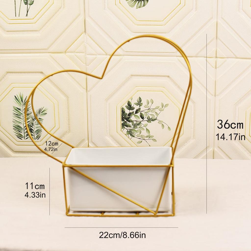 Cesto Fiorito in Ferro a Forma di Cuore Dorato Cesto Fiorito Geometrico Cesto per Composizioni Floreali per Matrimonio Decorazione per la Casa