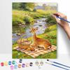 Oil painting DIY digital painting handpainted cute deer river picnic basket landscape living room hallway decorative wall hanging