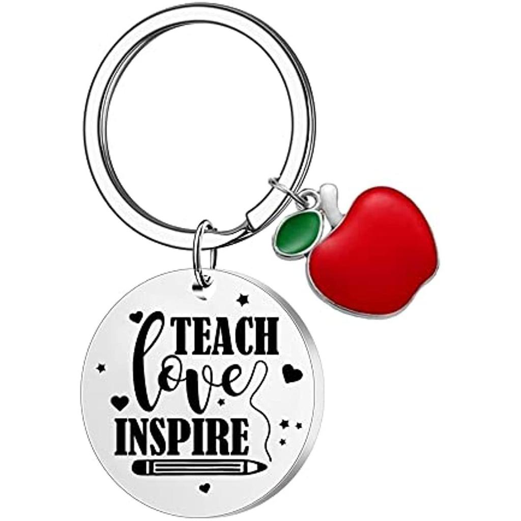 Christmas Gift For Family Friends Best Friend Apple Pendant Stainless Steel Keychain Stainless Steel Keychain for Backpack Bag Pendant