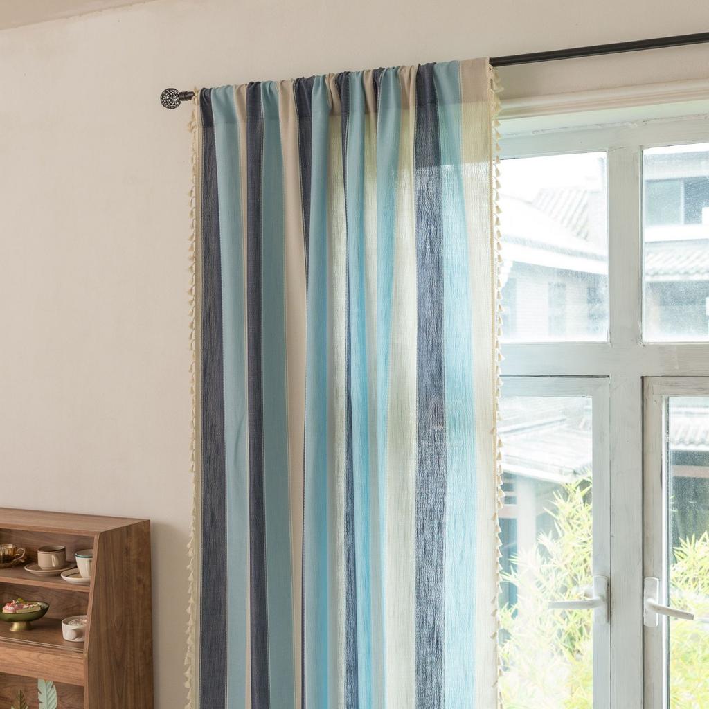 Long Stripe No Punching Bedroom Kitchen Living Room Floating Curtains Finished Small Curtains Partition Curtains