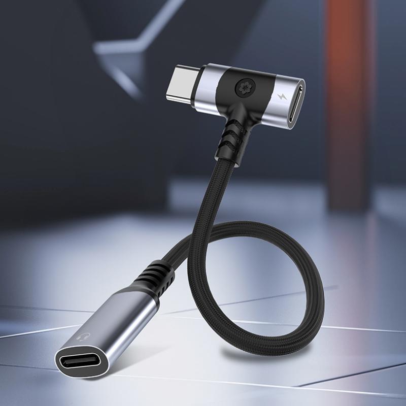 1Pcs Weave 12Cm Pd Cable Jack Universal Portable 2 In 1 Usb C Headphone Adapter 10W Dongle Type C Charging Cable