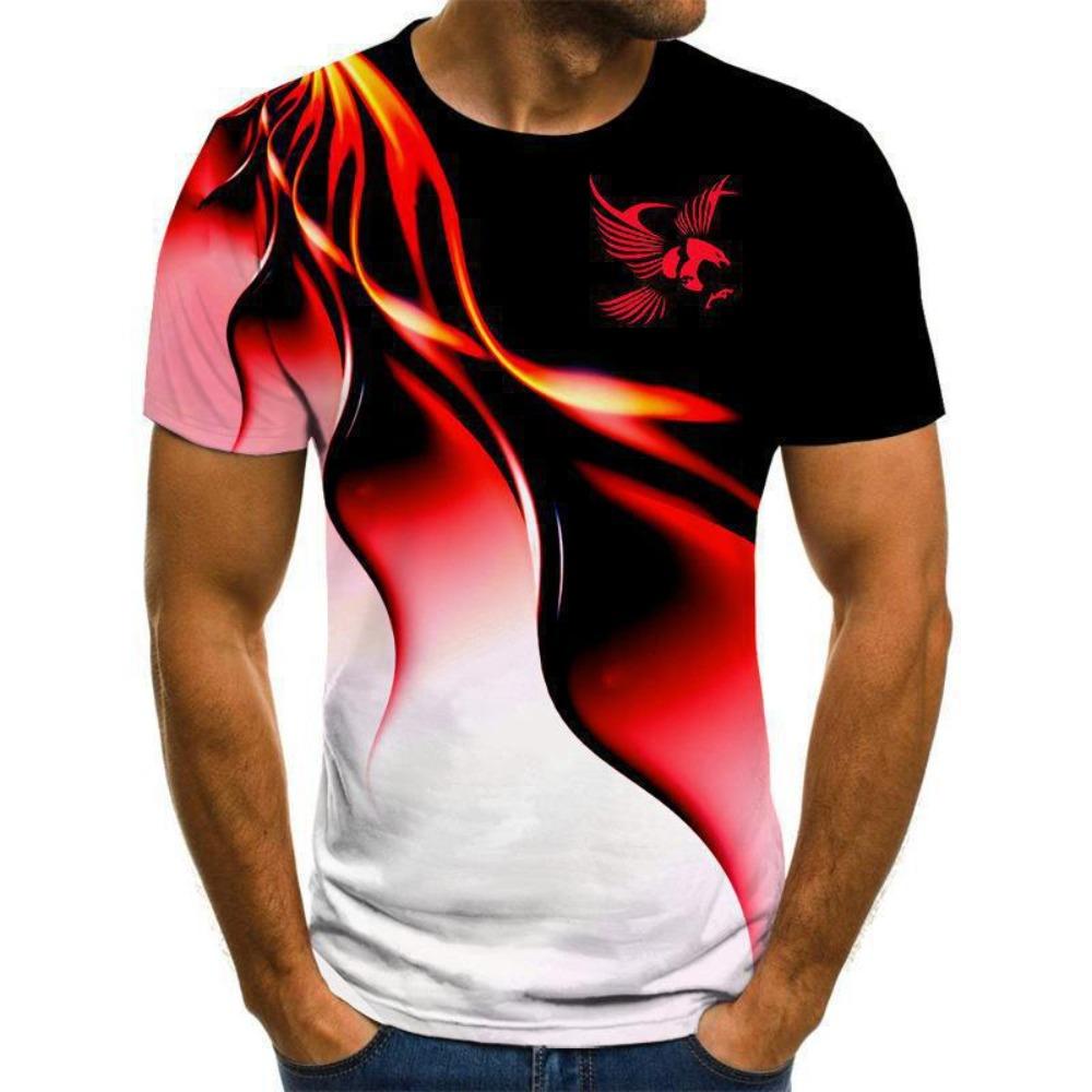 Summer hot selling 3D camouflage line printed men's sports and leisure round neck short sleeved T-shirt
