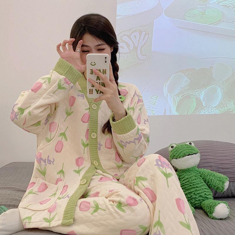 Air Cotton Maternity Pajama Set: Spring & Autumn Nursing and Postpartum Wear for Women