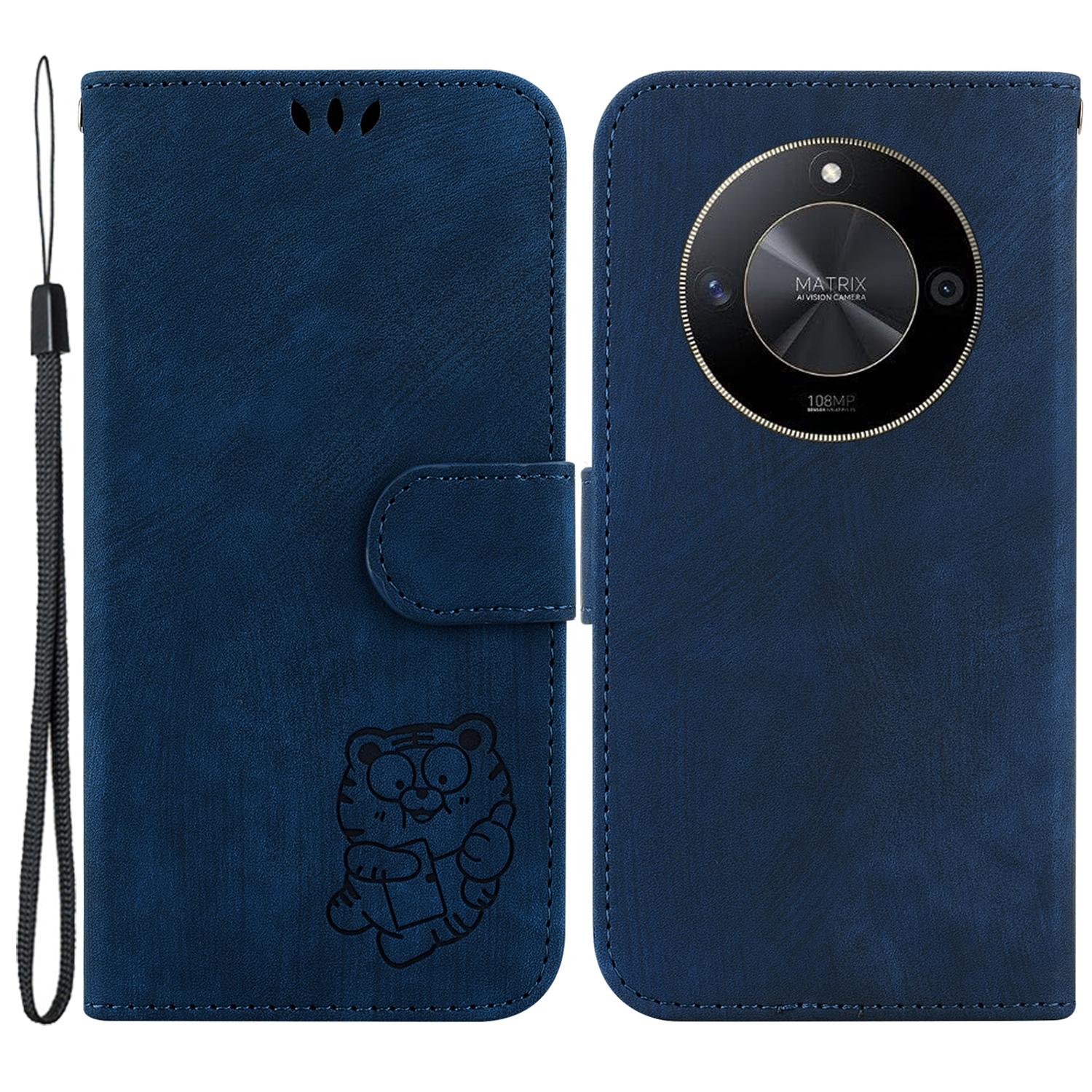 

For Honor X9b 5G/Magic6 Lite 5G Case Wallet Phone Cover Imprinted Tiger Pattern F