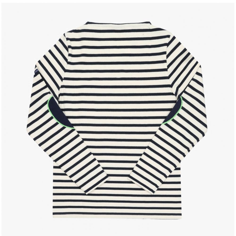 SainT JameS Women S T ShirT Elbow hearT paTch Bojani STripe Mari Tonic 8649 Ecru