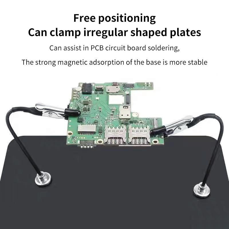 10/12Pcs Third Hand With Strong Magnetic Base Flexible Arms Pcb Holder For Electronics Repair - Alligator Clip Welding Tool