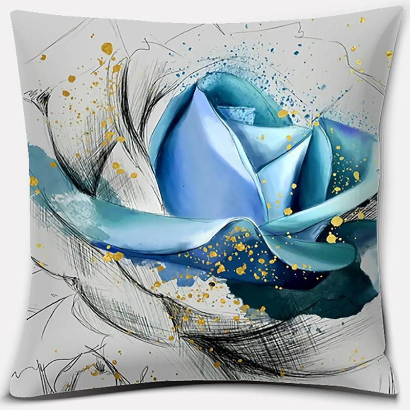Flower and Bird Printing Series Pattern Pillowcase Square Pillowcase Home Office Decoration Pillowcase