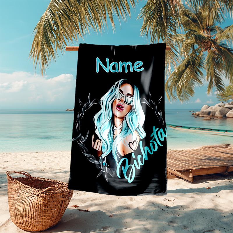 Personalized Customized Proof Beach Towel with Singer Karol G Pattern - Soft, Absorbent,quick-drying,perfect Swimming,camping&bathing