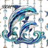 3D Crystal Bead Mobile Ocean Animal Acrylic Window Hanging, Stained Glass Style Sea Turtle Whale Dolphin Suncatcher Lightweight Hanging Decoration