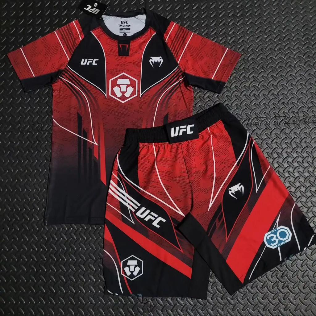 Authentic UFC Boxing Training Set Short Sleeve Tank Top with Quick Drying Breathable Shorts for Men And Women Sports Fighting Ni