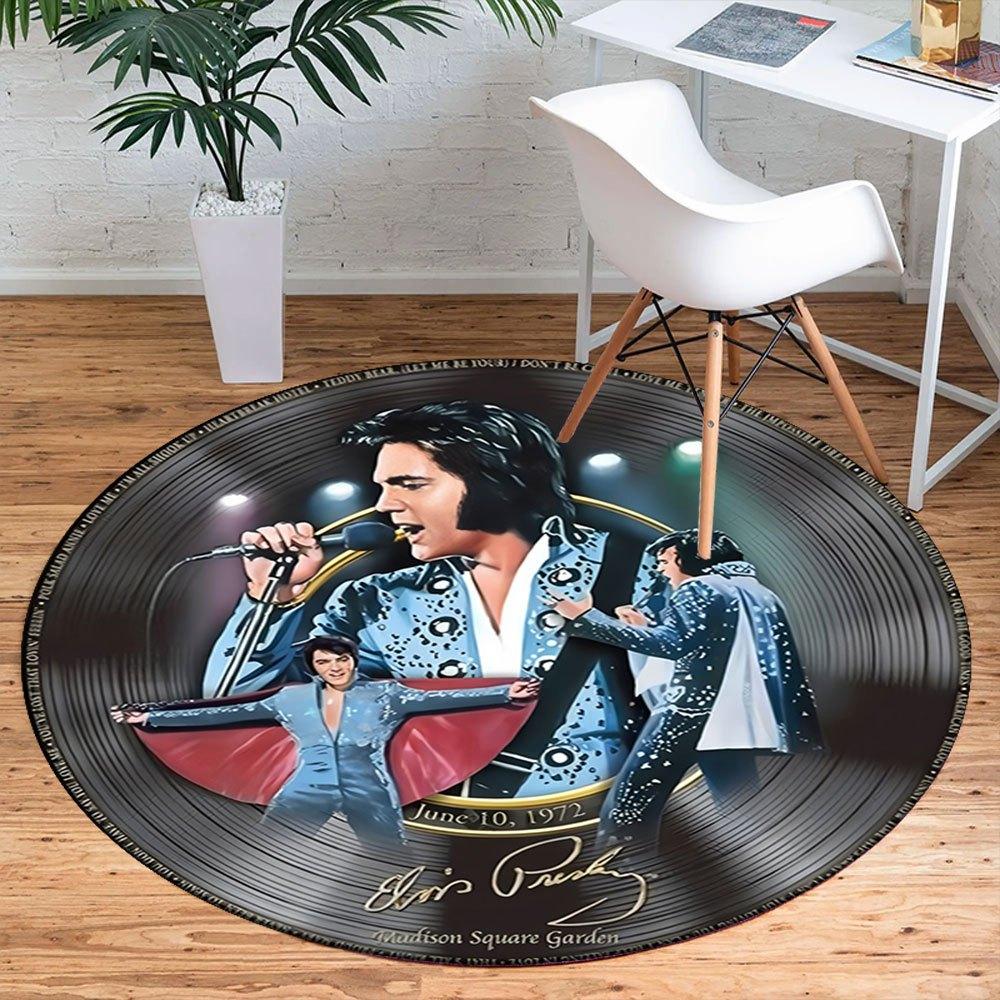 Elvis Presley Live At Madison Square Garden Picture Disc LPRound Non-Slip Chair Mat Chair Carpet for Office Rugs for Office Decor Gift For Valentine's