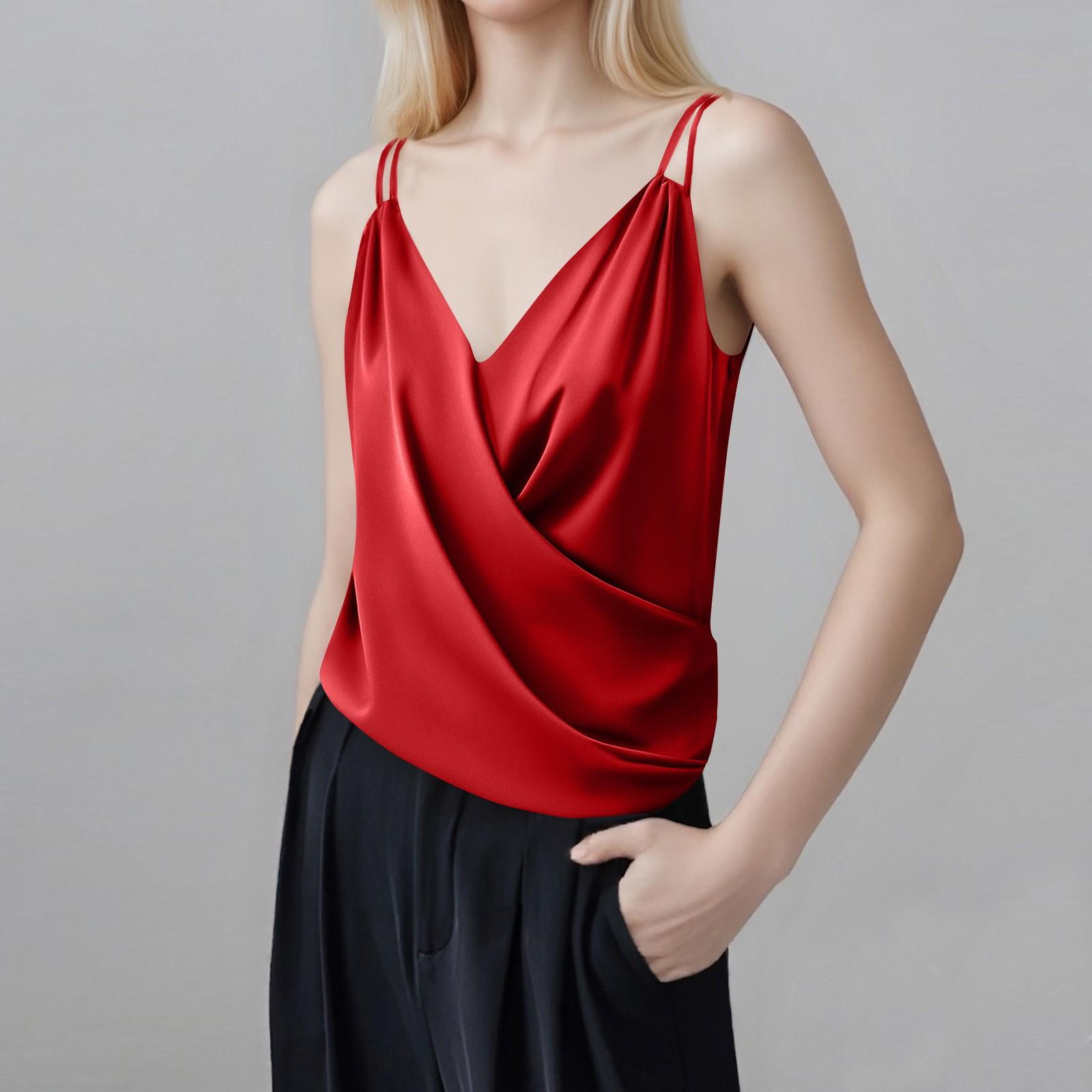 

Women’s Tops Blouses Casual Mid-length Shirts Fashion Print Tunic Tops With Pockets L червоний