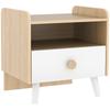 Kids Bedside Table with Drawer and Open Storage Shelf, Wooden Nightstand for Bedroom, Bedside Cabinet, White
