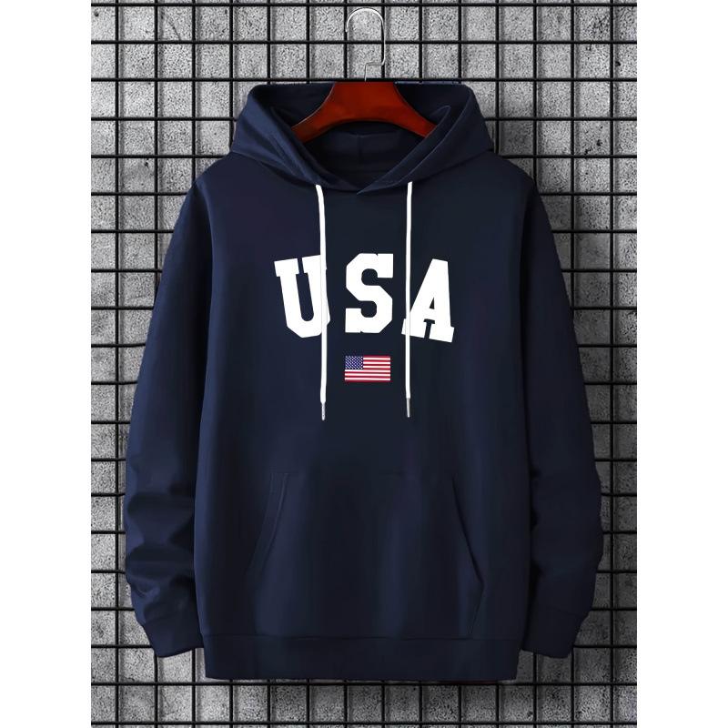 Men's American Hooded Sweater - Dark Green Casual Pullover