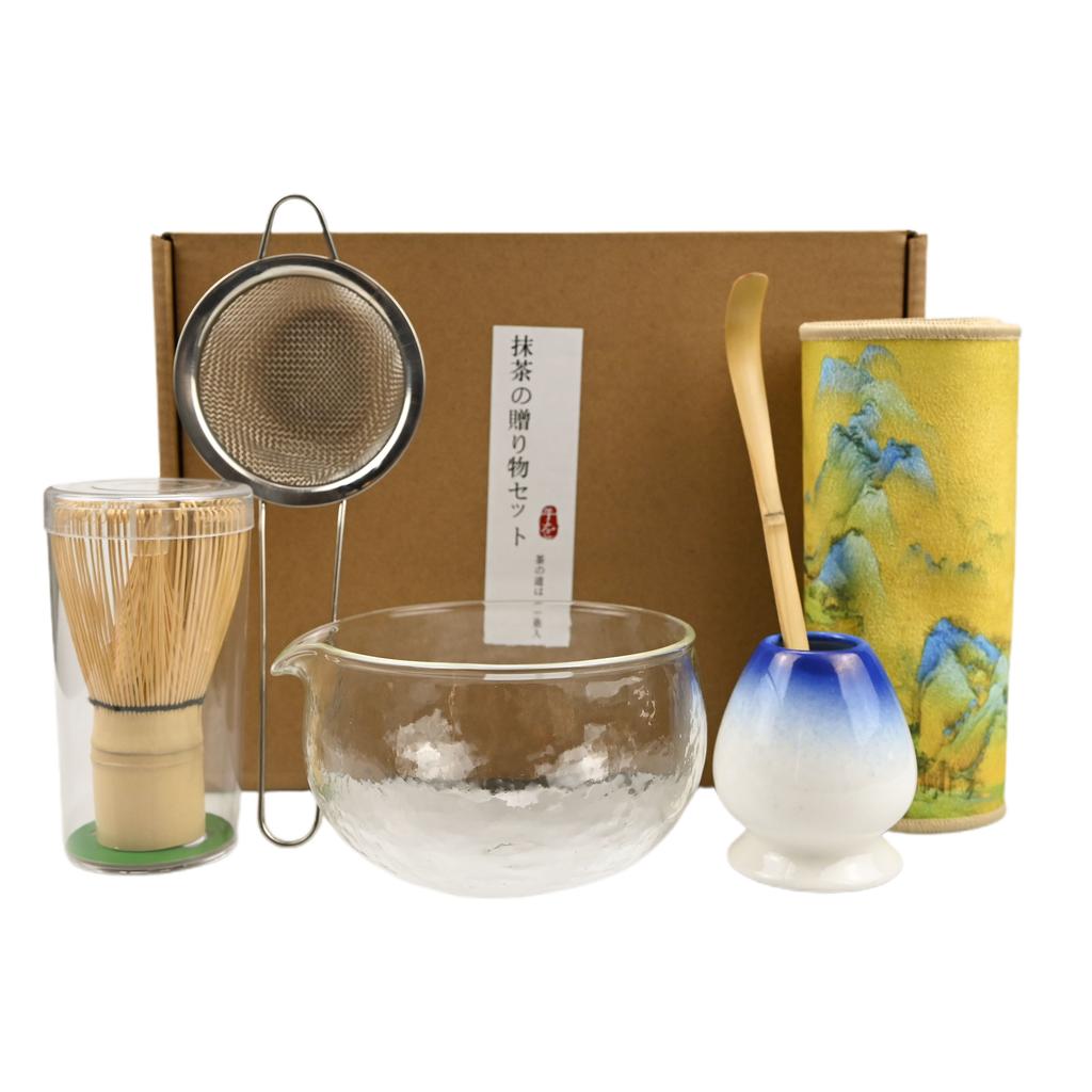 6 szt./zestaw Japońska miseczka do matchy, Ściereczka, Łyżeczka, Sitko, Bambusowa miotełka do matchy, Idealny prezent na ceremonię, Tradycyjna dekoracja