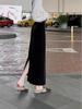 Golden Velvet High-Waist Slit Skirt: Retro Slimming Drape for Women, Spring-Autumn 2026
