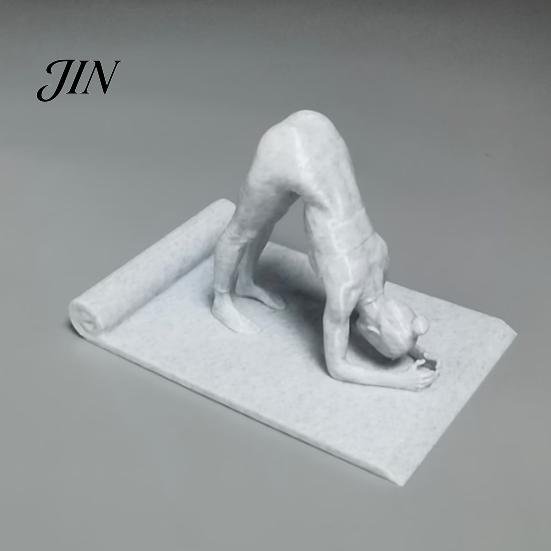 Compact Office Desk Accessory Yoga Shape Phone Stand, Creative Desktop Sculpture, Imitation Stone Decorative Effect Figure Texture Ornament,