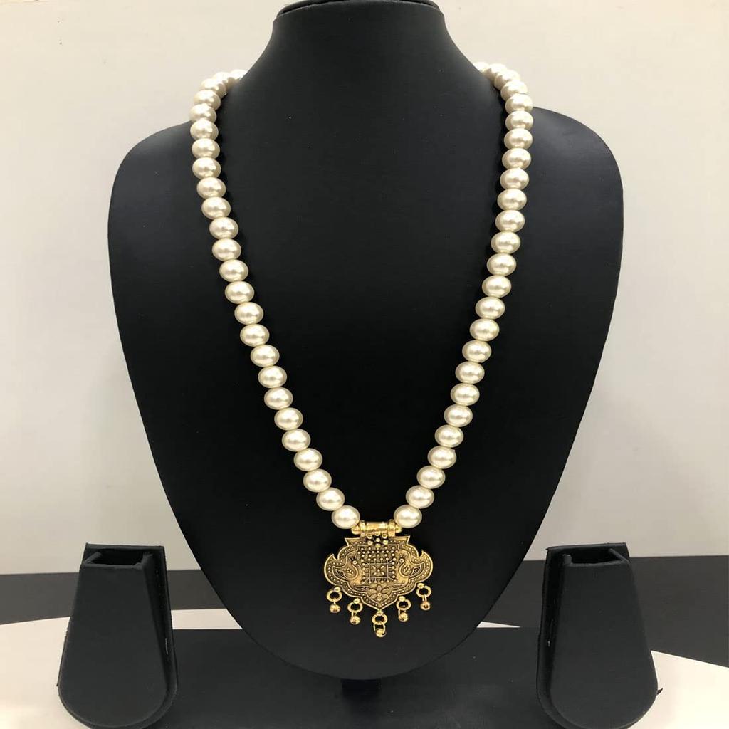 RSINC Fancy Peacock Pendant White Beads Necklace for Women & Girls Necklace 14