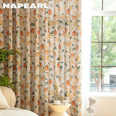 1pc napearl pêssego fruta dos desenhos animados impresso cortina para bay varanda quarto sala de estar janela cortinas decoração para casa